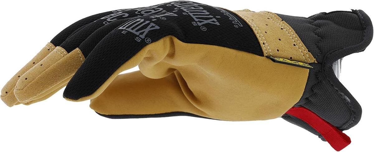 Material4X FastFit Leather Gloves Brown/Black, Large | Leather Abrasion-Resistant FastFit Gloves with Breathable, Secure Fit, Anti-Slip & Cut-Resistant Machine Washable Build