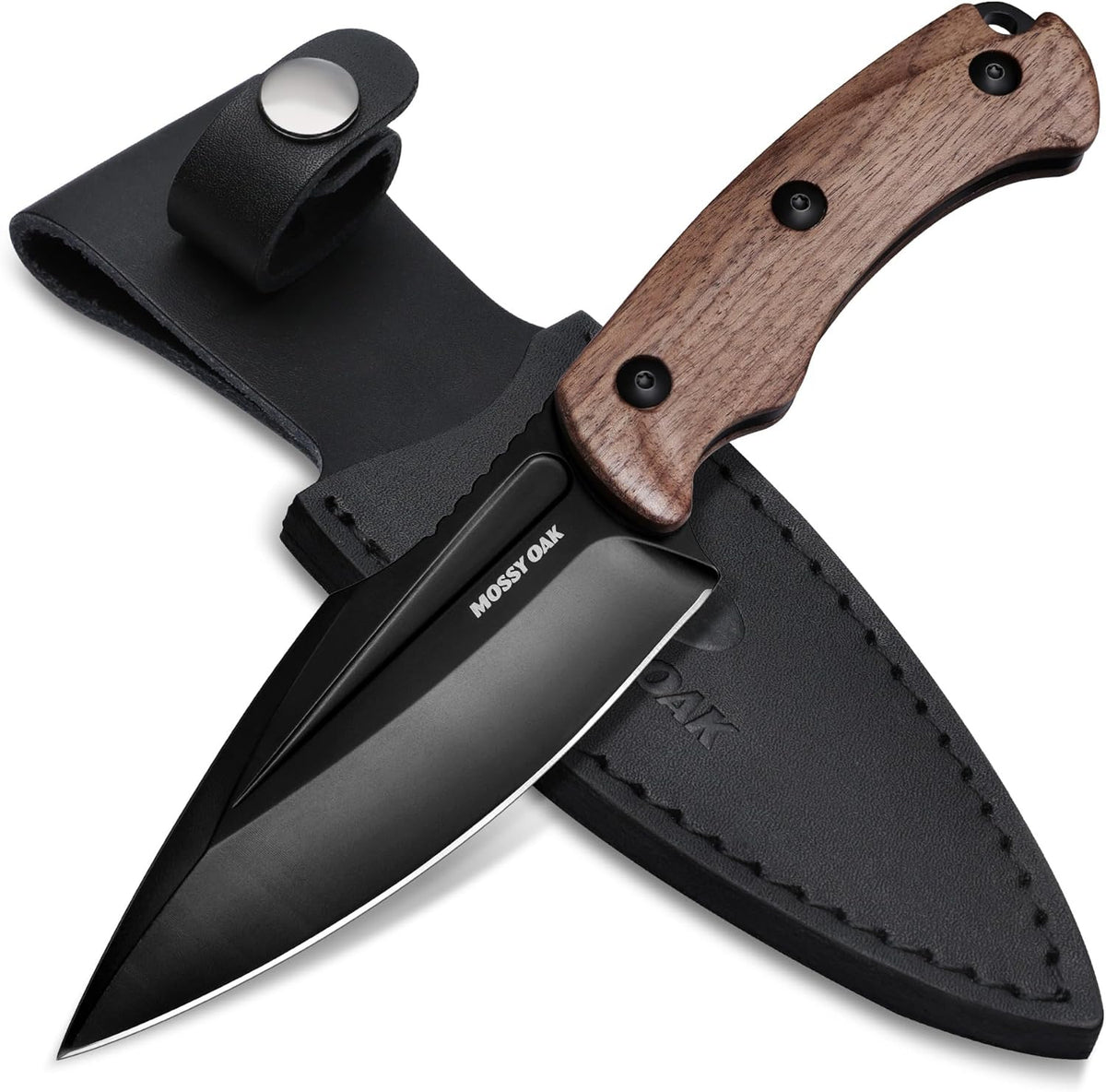 8.5" Full-tang Fixed Blade Knife w/Sheath (Wooden Handle-Brown)