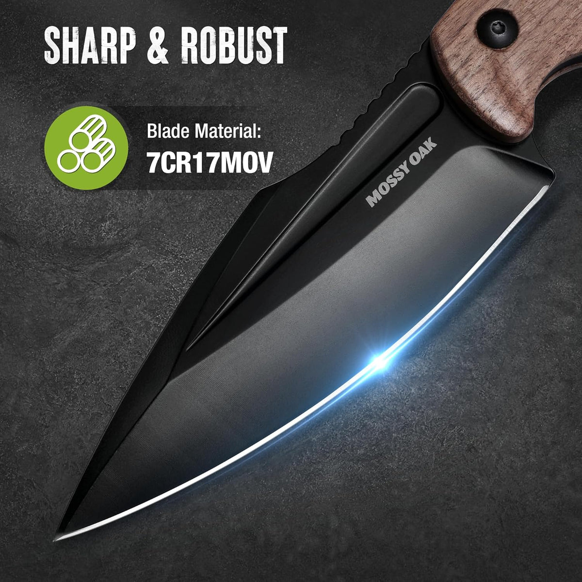 8.5" Full-tang Fixed Blade Knife w/Sheath (Wooden Handle-Brown)