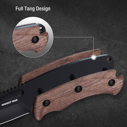 8.5" Full-tang Fixed Blade Knife w/Sheath (Wooden Handle-Brown)