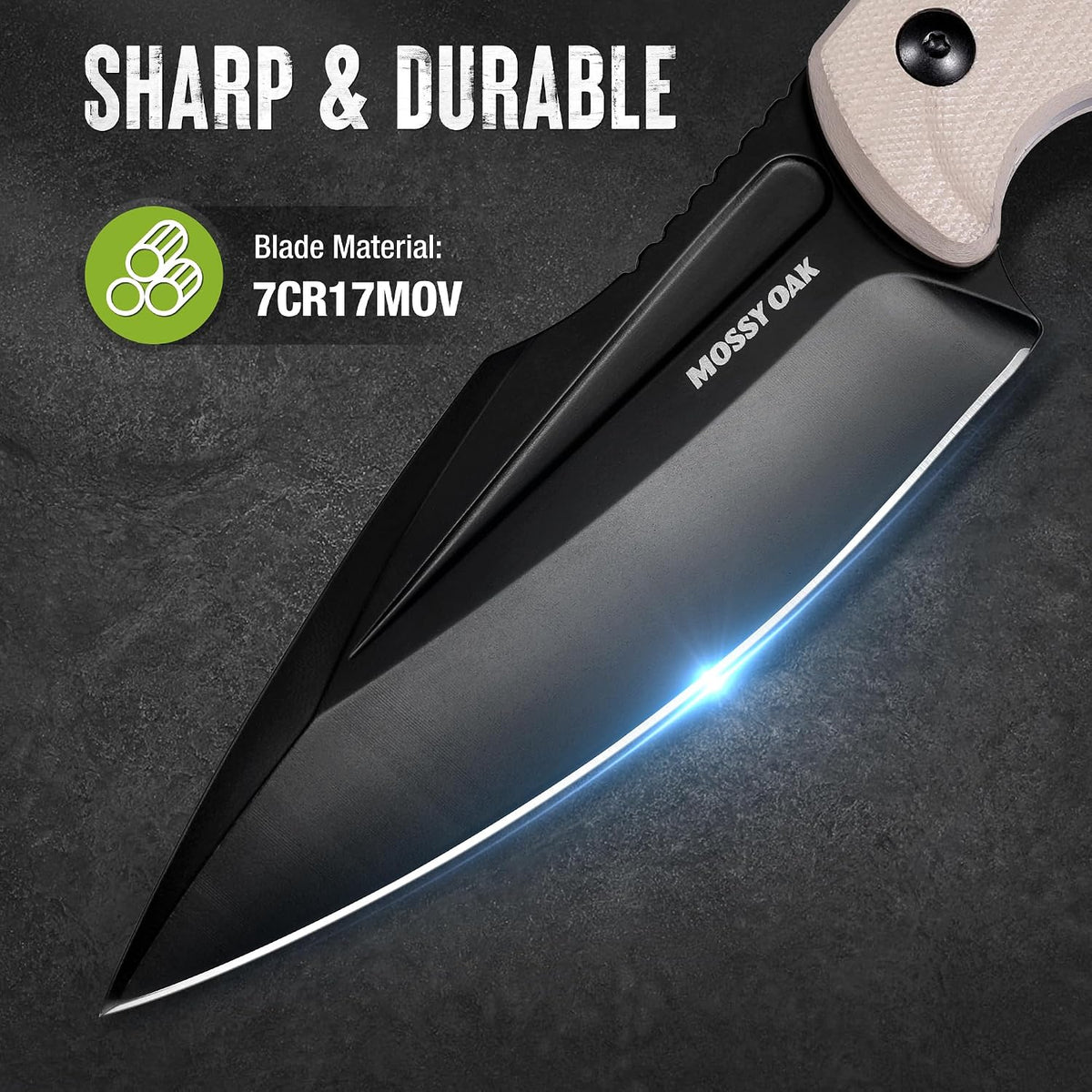 8.5" Full-tang Fixed Blade Knife w/Sheath (Wooden Handle-Brown)
