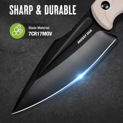 8.5" Full-tang Fixed Blade Knife w/Sheath (Wooden Handle-Brown)