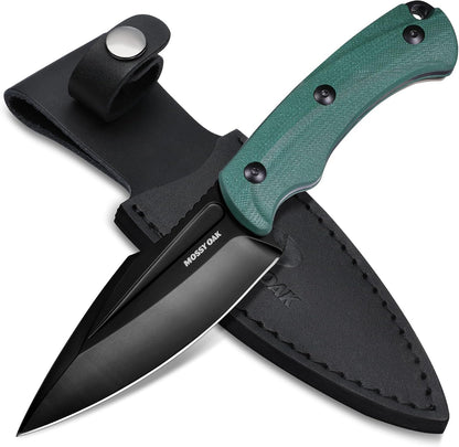 8.5" Full-tang Fixed Blade Knife w/Sheath (Wooden Handle-Brown)