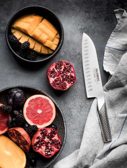 Global G-80338-3 Piece Knife Set with Santoku - Hollow Ground, Utility and Paring Knife