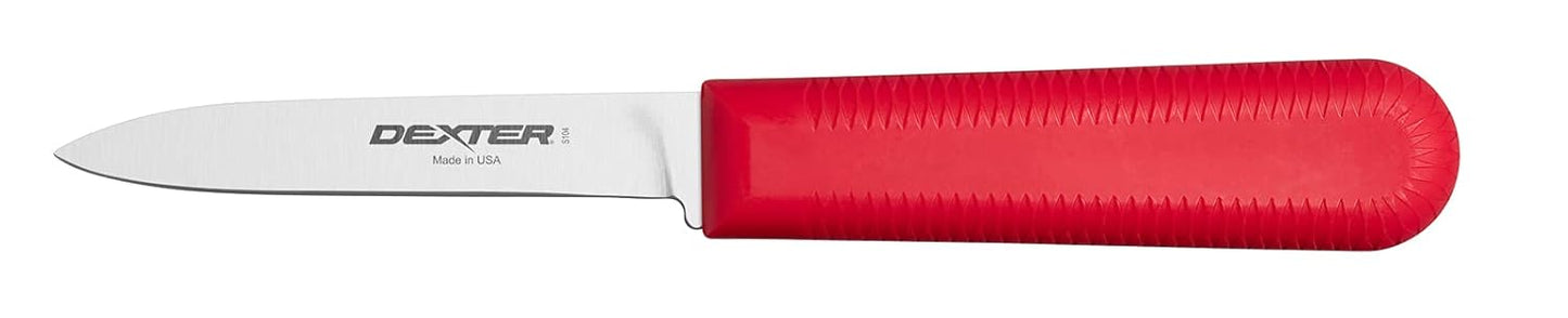 S104R-PCP Sani-Safe 15303R Cook’s Paring Knife, 3-1/4" High Carbon Stain-Free Steel Blade, Non-Slip Red Polypropylene Handle, Spear Point Small Utility Knife, 24 Pack, NSF, Made in USA