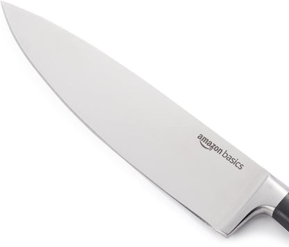 Classic 8-inch Full Tang High Carbon Stainless Steel Chef's Knife, Multipurpose Kitchen Knife with Three Rivets, Silver