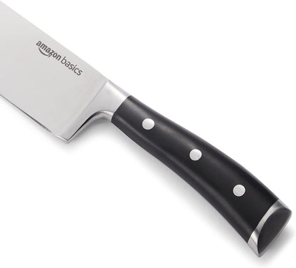 Classic 8-inch Full Tang High Carbon Stainless Steel Chef's Knife, Multipurpose Kitchen Knife with Three Rivets, Silver