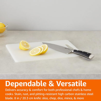 Classic 8-inch Full Tang High Carbon Stainless Steel Chef's Knife, Multipurpose Kitchen Knife with Three Rivets, Silver