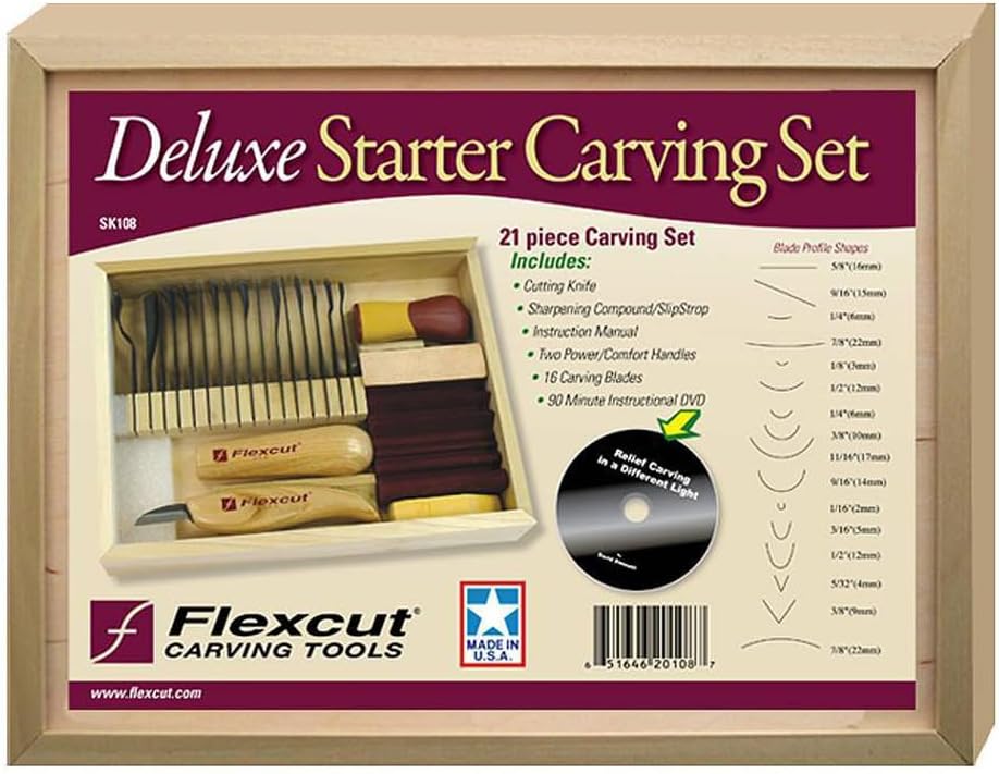 Wood Carving Tools | 11 Piece Craft Carver Set | Includes 10 1095 High Carbon Steel Blades and Interchangeable Ergonomic ABS Handle | SK107 | Made in the U.S.A.