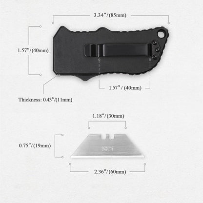 Box Cutter, Pocket Utility Knife | Aluminum Alloy Shell, Comes with 5 Extra Blades