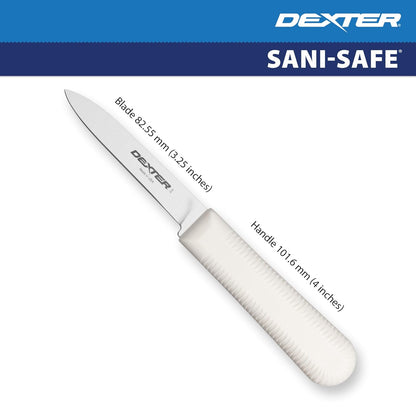 S104PCP Sani-Safe 15303 Cook’s Paring Knife, 3-1/4" High Carbon Stain-Free Steel Blade, Textured Non-Slip White Polypropylene Handle, Spear Point Kitchen Prep Knife, NSF, Made in USA