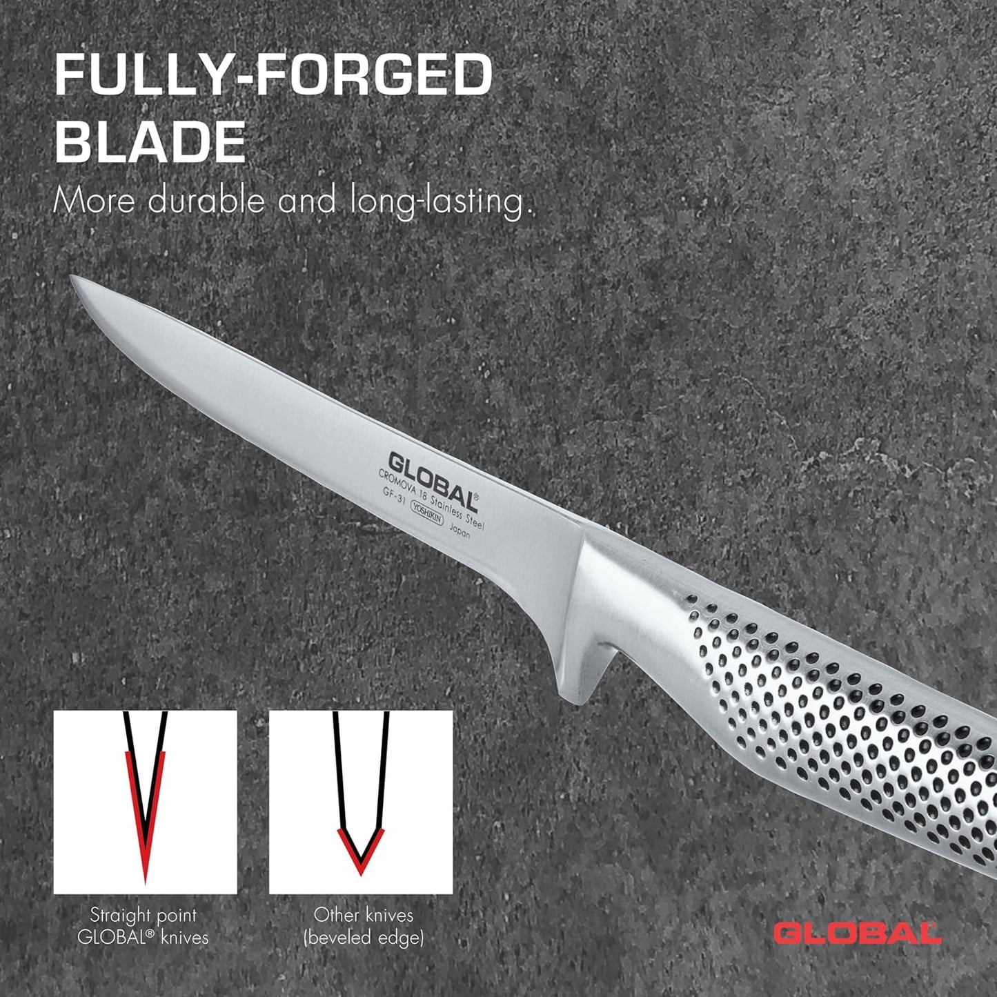 Global GF-31-6 1/4 inch, 16cm Heavyweight Boning Knife, 6, Stainless Steel