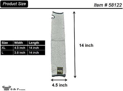 G & F 58122XL CUTShield 14-Inch Long Sleeve with Thumb Hole, Cut Resistant Level 5, Slash Resistant Sleeve(Larger Arm Width compared to size Large), Grey, X-Large, 1 Piece