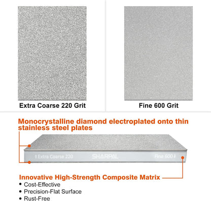 168H Large 8" x 3" Dual-Grit Diamond Sharpening Stone – Coarse 325 & Extra-Fine 1000 Grit Monocrystalline Diamond Whetstone, Professional Knife Sharpener with Anti-Slip Pad and Angle Guide
