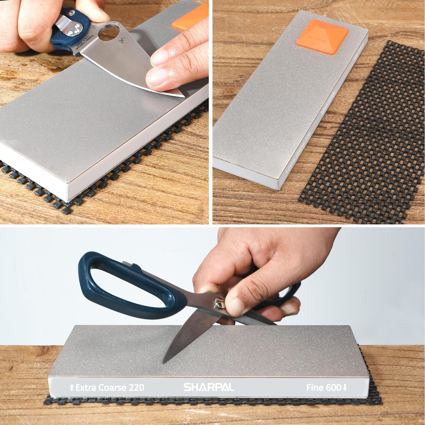 168H Large 8" x 3" Dual-Grit Diamond Sharpening Stone – Coarse 325 & Extra-Fine 1000 Grit Monocrystalline Diamond Whetstone, Professional Knife Sharpener with Anti-Slip Pad and Angle Guide