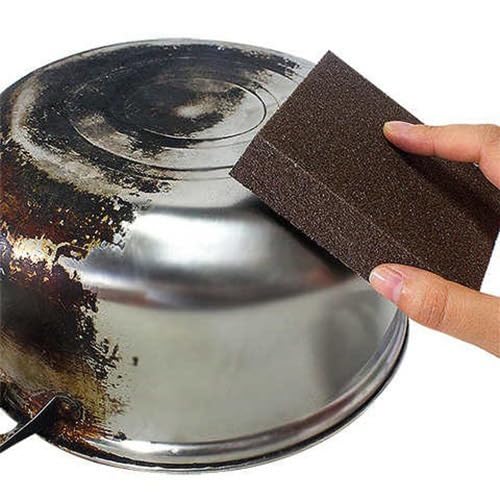3Pcs Carborundum Sponge, Emery Sponge Brush Clean Eraser Scrub, Sponges for Removing Rust Cleaning Pots and Pans, Household Cleaning Tool, Brown