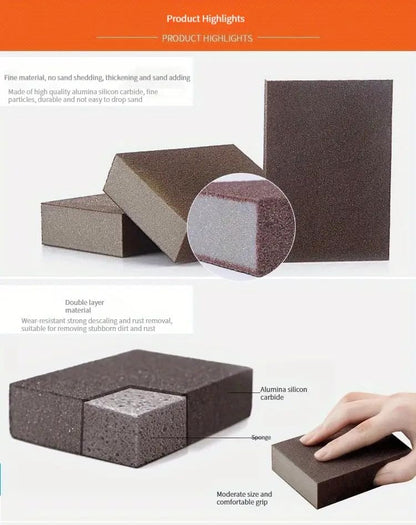 3Pcs Carborundum Sponge, Emery Sponge Brush Clean Eraser Scrub, Sponges for Removing Rust Cleaning Pots and Pans, Household Cleaning Tool, Brown
