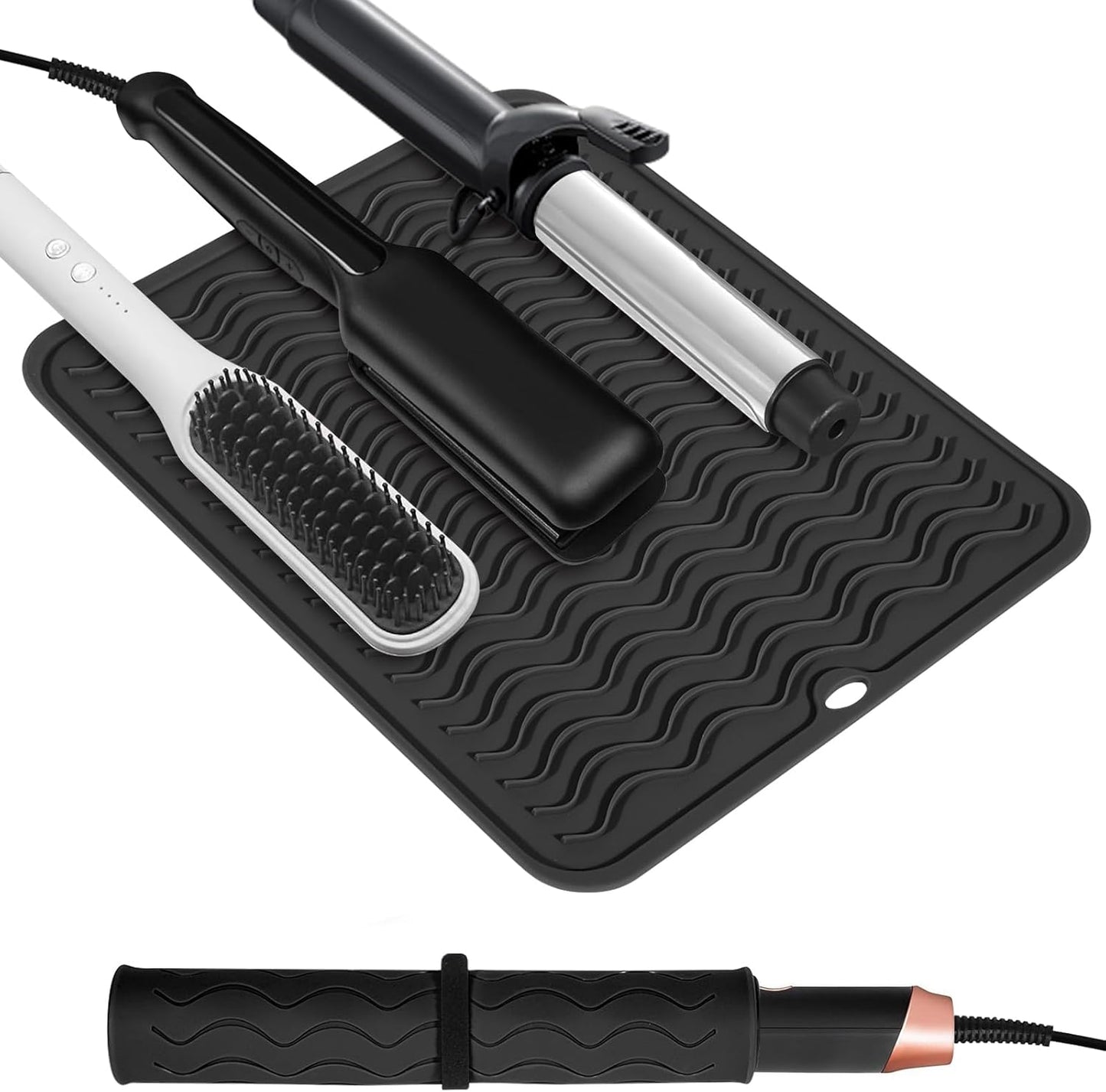 Heat Resistant Mat Oversize Curling Iron Mat Silicone Hot Hair Tools Mat for Hair Straightener,Flat Irons,Hair Styling Tools Countertop protection Portable Travel Mat 14.2" x 11"