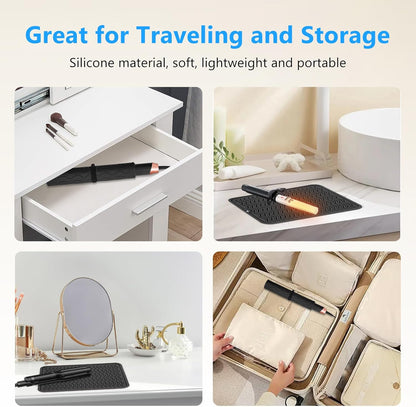 Heat Resistant Mat Oversize Curling Iron Mat Silicone Hot Hair Tools Mat for Hair Straightener,Flat Irons,Hair Styling Tools Countertop protection Portable Travel Mat 14.2" x 11"
