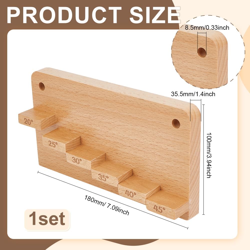 Beechwood Honing Gauge Block, Sharpening Angle Fixture Rectangle Edge Sharpener for Woodworking Chisels and Planes (20/25/30/35/40/45°)