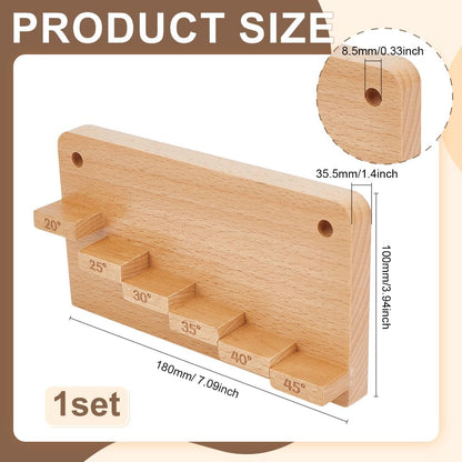 Beechwood Honing Gauge Block, Sharpening Angle Fixture Rectangle Edge Sharpener for Woodworking Chisels and Planes (20/25/30/35/40/45°)