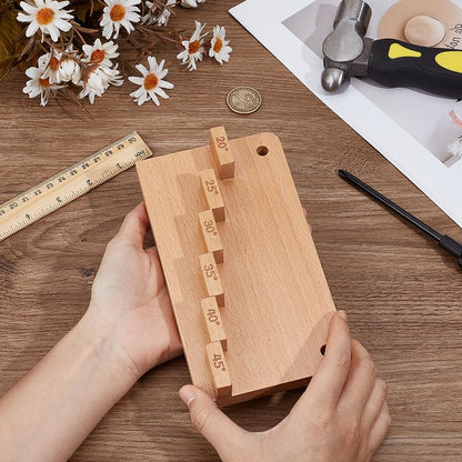 Beechwood Honing Gauge Block, Sharpening Angle Fixture Rectangle Edge Sharpener for Woodworking Chisels and Planes (20/25/30/35/40/45°)