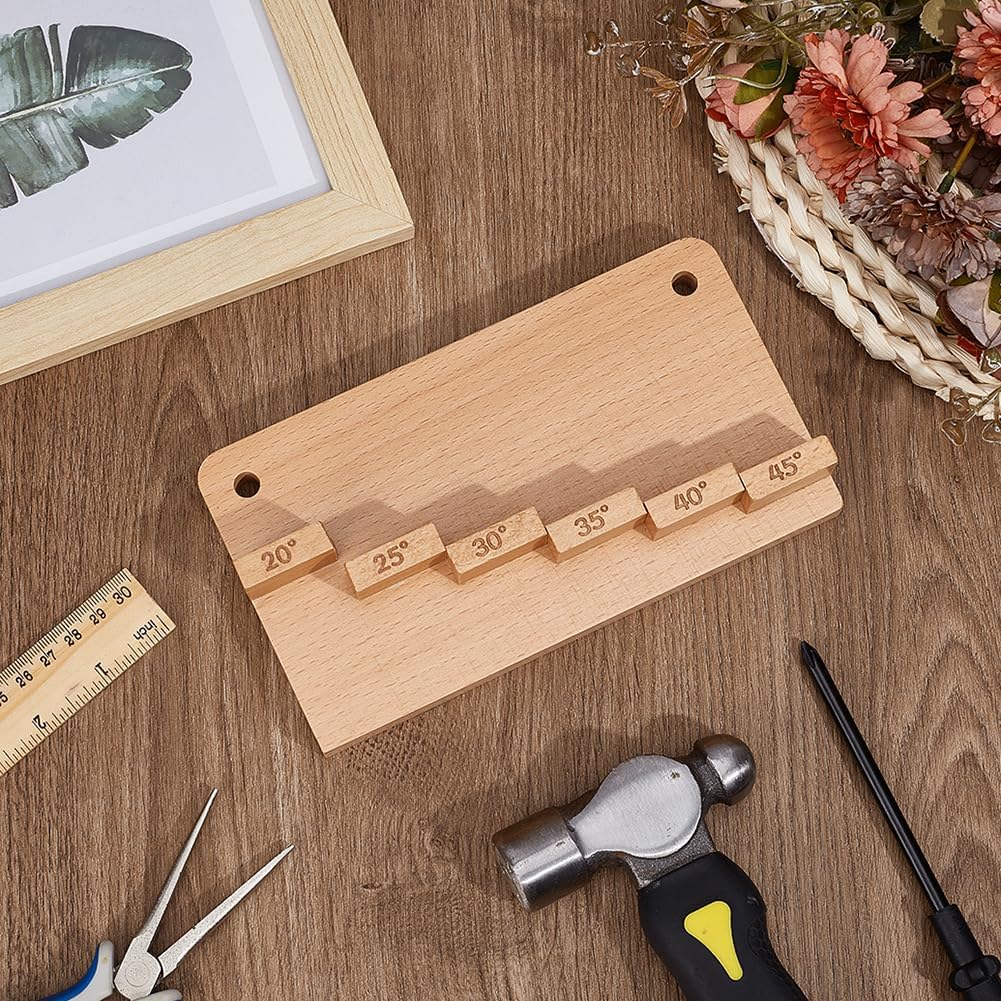 Beechwood Honing Gauge Block, Sharpening Angle Fixture Rectangle Edge Sharpener for Woodworking Chisels and Planes (20/25/30/35/40/45°)