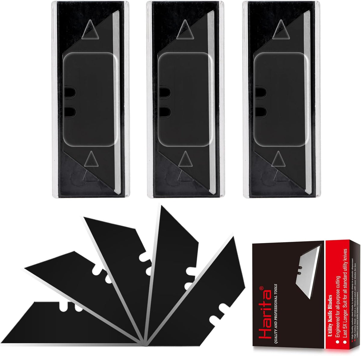 60 Pack Utility Knife Blade VARIETY PACK - Multi-Type SK5 Heavy Duty Blades with Plastic Case - Universal Fit for Standard Box Cutters