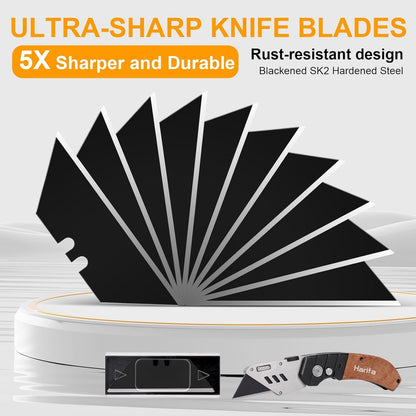 60 Pack Utility Knife Blade VARIETY PACK - Multi-Type SK5 Heavy Duty Blades with Plastic Case - Universal Fit for Standard Box Cutters