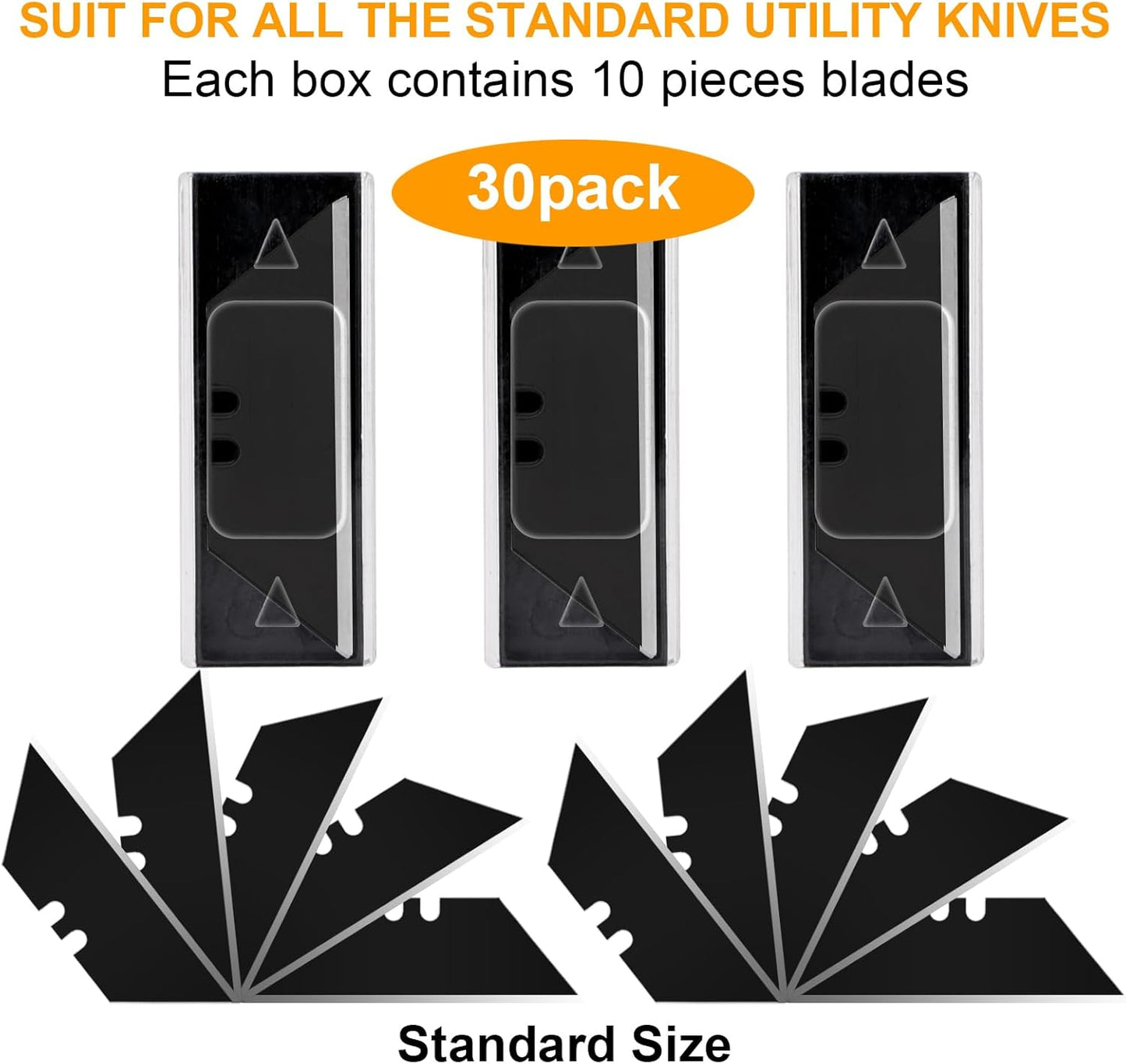 60 Pack Utility Knife Blade VARIETY PACK - Multi-Type SK5 Heavy Duty Blades with Plastic Case - Universal Fit for Standard Box Cutters
