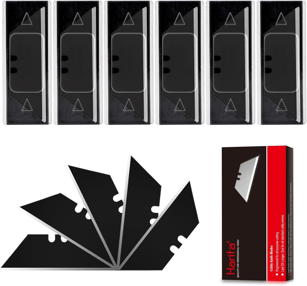 60 Pack Utility Knife Blade VARIETY PACK - Multi-Type SK5 Heavy Duty Blades with Plastic Case - Universal Fit for Standard Box Cutters