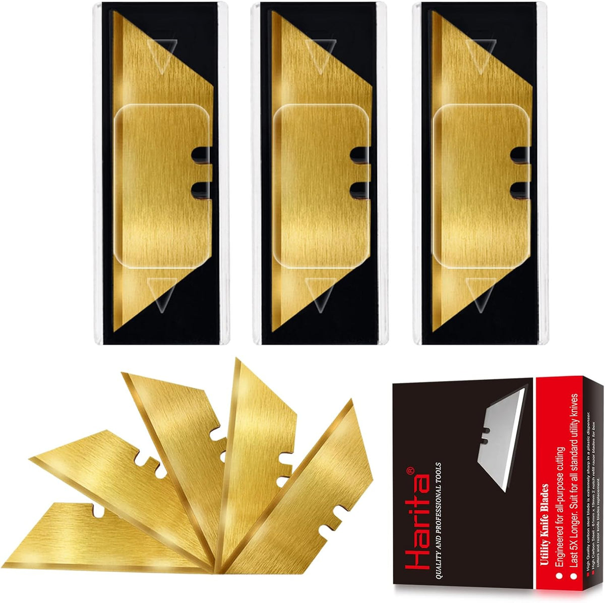60 Pack Utility Knife Blade VARIETY PACK - Multi-Type SK5 Heavy Duty Blades with Plastic Case - Universal Fit for Standard Box Cutters