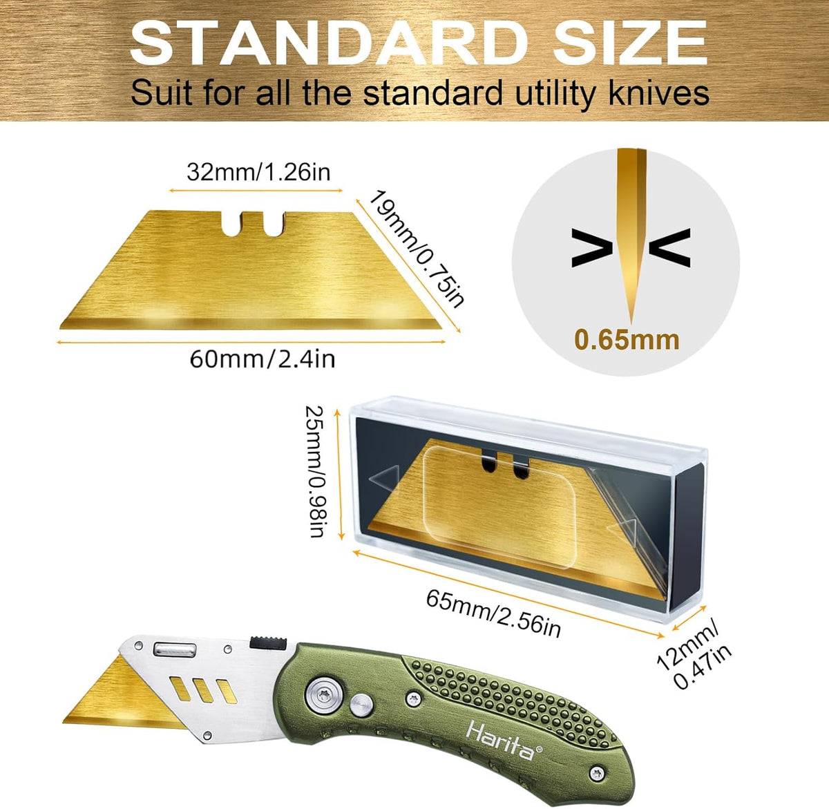 60 Pack Utility Knife Blade VARIETY PACK - Multi-Type SK5 Heavy Duty Blades with Plastic Case - Universal Fit for Standard Box Cutters