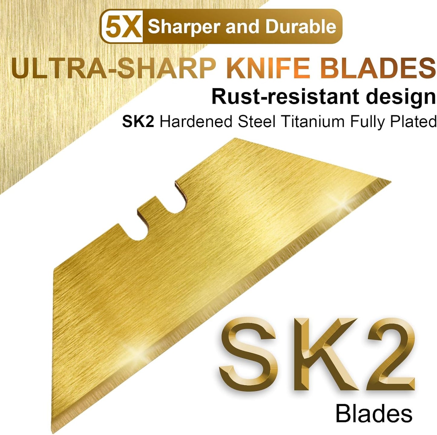 60 Pack Utility Knife Blade VARIETY PACK - Multi-Type SK5 Heavy Duty Blades with Plastic Case - Universal Fit for Standard Box Cutters