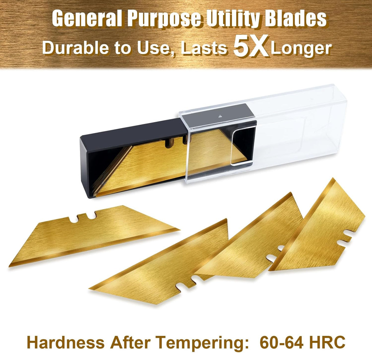 60 Pack Utility Knife Blade VARIETY PACK - Multi-Type SK5 Heavy Duty Blades with Plastic Case - Universal Fit for Standard Box Cutters