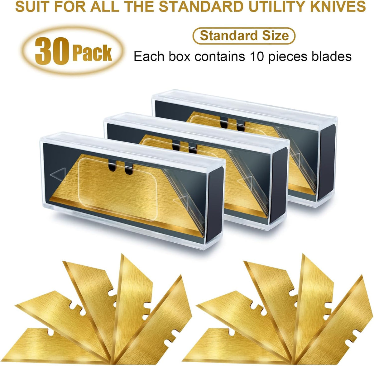 60 Pack Utility Knife Blade VARIETY PACK - Multi-Type SK5 Heavy Duty Blades with Plastic Case - Universal Fit for Standard Box Cutters