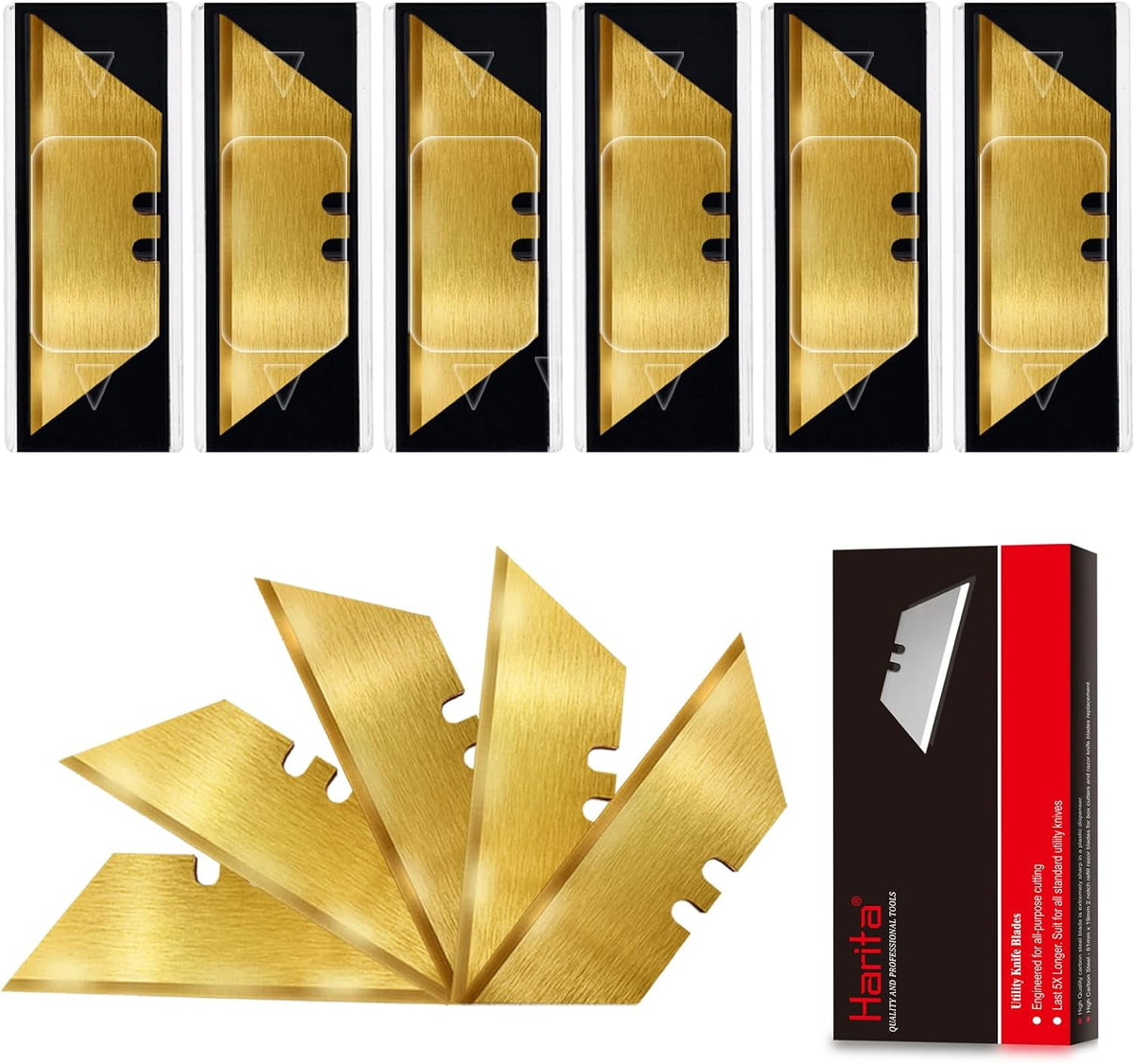 60 Pack Utility Knife Blade VARIETY PACK - Multi-Type SK5 Heavy Duty Blades with Plastic Case - Universal Fit for Standard Box Cutters