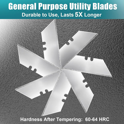 60 Pack Utility Knife Blade VARIETY PACK - Multi-Type SK5 Heavy Duty Blades with Plastic Case - Universal Fit for Standard Box Cutters