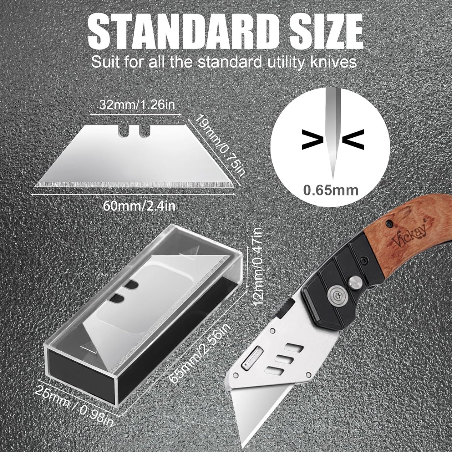 60 Pack Utility Knife Blade VARIETY PACK - Multi-Type SK5 Heavy Duty Blades with Plastic Case - Universal Fit for Standard Box Cutters