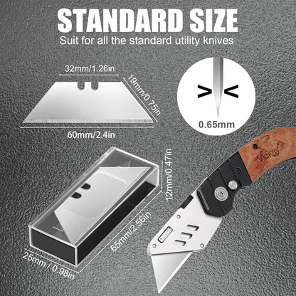 60 Pack Utility Knife Blade VARIETY PACK - Multi-Type SK5 Heavy Duty Blades with Plastic Case - Universal Fit for Standard Box Cutters