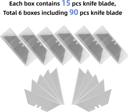 60 Pack Utility Knife Blade VARIETY PACK - Multi-Type SK5 Heavy Duty Blades with Plastic Case - Universal Fit for Standard Box Cutters