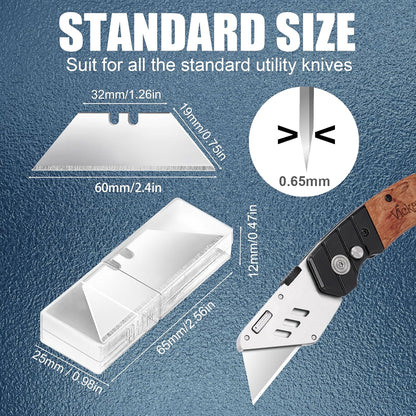 60 Pack Utility Knife Blade VARIETY PACK - Multi-Type SK5 Heavy Duty Blades with Plastic Case - Universal Fit for Standard Box Cutters