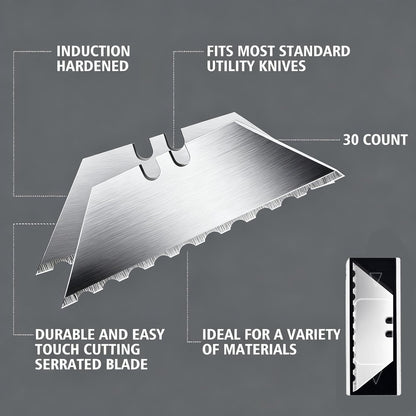 60 Pack Utility Knife Blade VARIETY PACK - Multi-Type SK5 Heavy Duty Blades with Plastic Case - Universal Fit for Standard Box Cutters