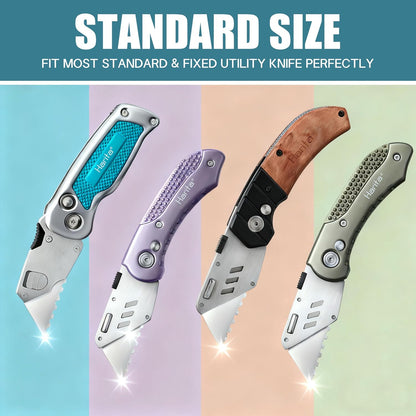60 Pack Utility Knife Blade VARIETY PACK - Multi-Type SK5 Heavy Duty Blades with Plastic Case - Universal Fit for Standard Box Cutters