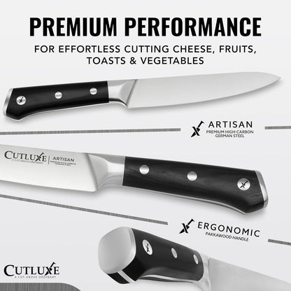 Serrated Utility Knife, 5" Tomato Knife – Ultra Sharp Blade | Forged High Carbon German Steel, Full Tang Ergonomic Handle – Artisan Series