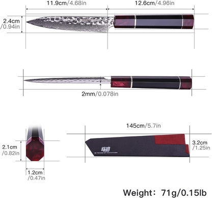 Eternity Series Japanese Santoku Knife with ABS sheath, Professional Kitchen Knife, 9Cr18MoV Damascus Steel Blade, Resin Octagonal Handle, for Meat, Fruits, Vegetables, 7 Inches