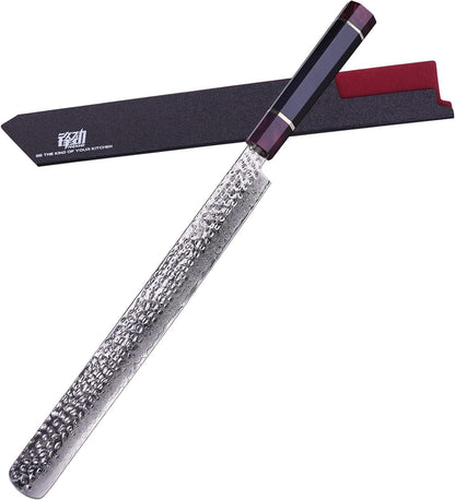 Eternity Series Japanese Santoku Knife with ABS sheath, Professional Kitchen Knife, 9Cr18MoV Damascus Steel Blade, Resin Octagonal Handle, for Meat, Fruits, Vegetables, 7 Inches