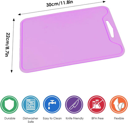 11.8x8.7 Inch Silicone Cutting Board with Juice Groove | Flexible Non-Slip Chopping Mat for Kitchen | Food-Grade & BPA-Free| Dishwasher Safe & Odorless | for Fruits, Meat, Veggies