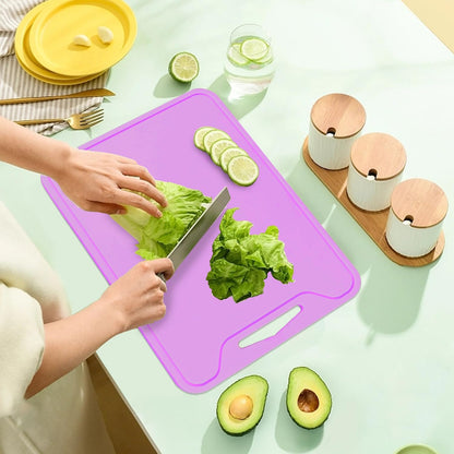 11.8x8.7 Inch Silicone Cutting Board with Juice Groove | Flexible Non-Slip Chopping Mat for Kitchen | Food-Grade & BPA-Free| Dishwasher Safe & Odorless | for Fruits, Meat, Veggies