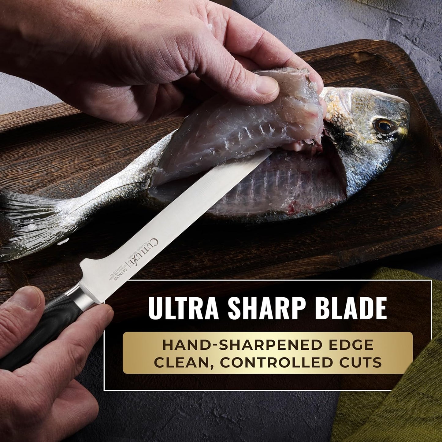 Japanese Boning Knife, 6" for Meat Cutting – Fillet Knife for Fish | Razor Sharp High Carbon Stainless Steel, Full Tang Pakkawood Handle – Shinobi Series